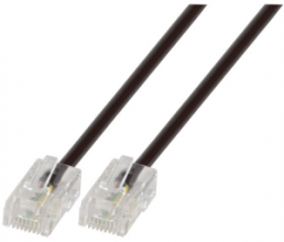 Modular cable, RJ45 plug, straight to RJ45 plug, straight, 0.5 m, black