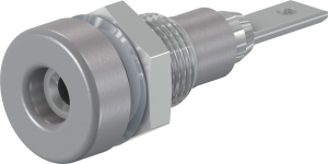 2 mm socket, flat plug connection, mounting Ø 6.4 mm, gray, 23.0030-28