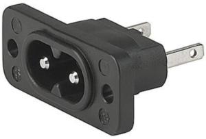 Plug C8, 2 pole, screw mounting, solder connection, black, 6160.0028