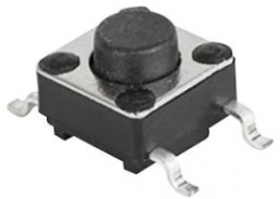 Short-stroke pushbutton, 1 Form A (N/O), 50 mA/12 VDC, unlit , actuator (black, L 7.3 mm), 1.6 N, SMD