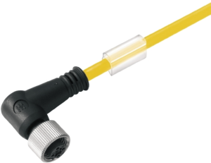 Sensor actuator cable, M12-cable socket, angled to open end, 4 pole, 10 m, PUR, yellow, 4 A, 1092961000