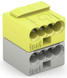 Socket terminal, 2 pole, 5.0-6.0 mm², clamping points: 8, light gray/yellow, clamp connection, 6 A