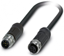 Sensor actuator cable, M12-cable plug, straight to M12-cable socket, straight, 5 pole, 5 m, PE-X, black, 4 A, 1407270