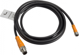 Sensor actuator cable, M12-cable plug, straight to M8-cable socket, straight, 4 pole, 2 m, PVC, black, 4 A, XZCRA150941J2