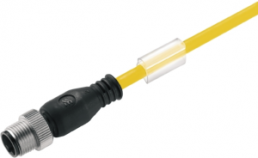 Sensor actuator cable, M12-cable plug, straight to open end, 4 pole, 3 m, PUR, yellow, 4 A, 1077750300