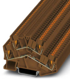 Double level terminal, push-in connection, 0.14-4.0 mm², 4 pole, 22 A, 6 kV, brown, 1037088