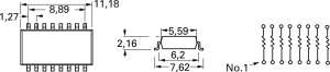 Resistor network, 2.2 kΩ, 0.16 W, ±2 %, 8 resistors, SOMC 1603 2% 222G