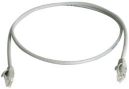 Patch cable, RJ45 plug, straight to RJ45 plug, straight, Cat 6, U/UTP, PVC, 0.5 m, gray