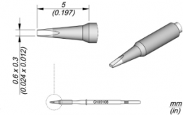 Soldering tip, Chisel shaped, Ø 0.6 mm, (L) 5 mm, C105108