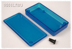 ABS enclosure, (L x W x H) 80 x 40 x 15 mm, blue/transparent, IP54, 1551LTBU