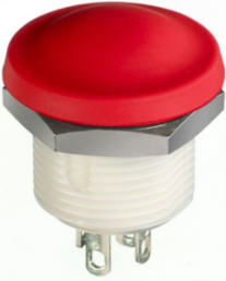 Pushbutton, 1 pole, red, illuminated  (white), 0.1 A/28 V, mounting Ø 15.5 mm, IP67/IP69K, IXP3S06W