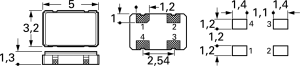 SMD quartz oscillator, 1 MHz, ±50 ppm, 3.3 V