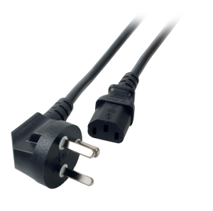 Power cord, Denmark, Dpin, angled on C13 jack, straight, black, 1.8 m