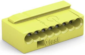 Micro junction box terminal, 8 pole, 0.6-0.8 mm², clamping points: 4, yellow, clamp connection, 6 A