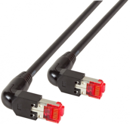 Patch cable, RJ45 plug, angled to RJ45 plug, angled, Cat 6A, S/FTP, LSZH, 1.5 m, black
