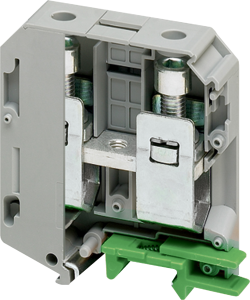 Terminal block, 2 pole, 25-70 mm², clamping points: 2, gray, screw connection, 192 A