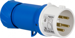 CEE plug, 5 pole, 16 A/200-250 V, blue, 9 h, IP44, PKE16M425