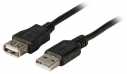 USB 2.0 extension line, USB plug type A to USB socket type A, 1 m, gray