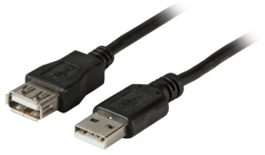 USB 2.0 extension line, USB plug type A to USB socket type A, 0.5 m, black