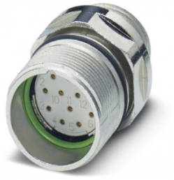 Socket, 19 pole, solder connection, screw locking, straight, 1624058