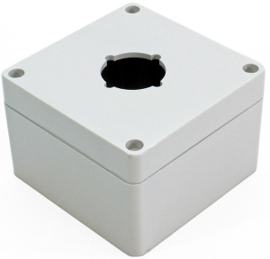 Polycarbonate push button enclosure, (L x W x H) 90 x 90 x 60 mm, light gray (RAL 7035), IP66, 1554PB1