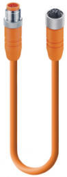 Sensor actuator cable, M12-cable plug, straight to M12-cable socket, straight, 8 pole, 3 m, PVC, orange, 2 A, 19465