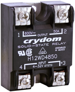 Solid state relay, 660 VAC, zero voltage switching, 4-32 VDC, 90 A, PCB mounting, H12WD4890PG