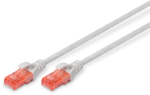 Patch cable, RJ45 plug, straight to RJ45 plug, straight, Cat 6, U/UTP, LSZH, 3 m, gray