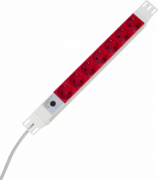 Outlet strip, 7-way, 2 m, 10 A, gray/red, 931704011
