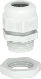 Cable gland with locknut, PG16, 27/30 mm, Clamping range 7 to 14 mm, IP68, light gray, 2024663
