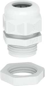 Cable gland with locknut, PG11, 22/24 mm, Clamping range 3.5 to 10 mm, IP68, light gray, 2024659