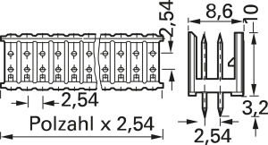 Pin header, 20 pole, pitch 2.54 mm, straight, black, 1-826469-0