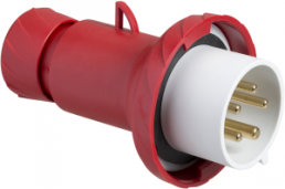 CEE plug, 4 pole, 32 A/380-440 V, red, IP67, PKE32M7C4