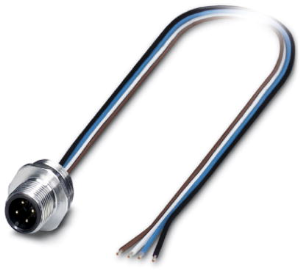 Sensor actuator cable, M12-flange plug, straight to open end, 4 pole, 0.5 m, 4 A, 1405233