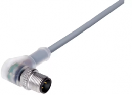 Sensor actuator cable, M12-cable plug, angled to open end, 3 pole, 5 m, PVC, gray, 4 A, 77 3627 0000 20003-0500