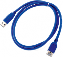USB 3.0 adapter cable, USB plug type A to USB plug type A, 1 m, blue