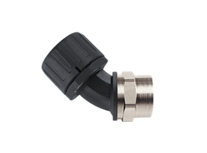 45° hose fitting, M20, 12 mm, Polyamide/Brass, nickel-plated, IP66, black, (L) 68 mm