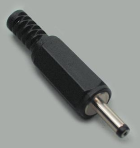 DC plug with kink protection, inner Ø 1.45 mm, outer Ø 3.5 mm, black
