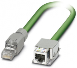 Network cable, RJ45 plug, straight to RJ45 socket, straight, Cat 5e, SF/TQ, PVC, 2 m, green