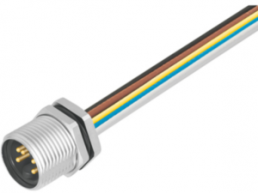 Sensor actuator cable, 7/8"-flange plug, straight to open end, 3 pole, 0.2 m, PUR, 10 A, 1292350000
