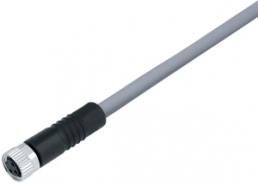 Sensor actuator cable, M8-cable socket, straight to open end, 5 pole, 2 m, PVC, gray, 3 A, 77 3406 0000 20005-0200