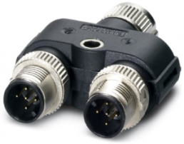 Adapter, 2 x M12 (5 pole, plug) to M12 (5 pole, socket), Y-shape, 1419946