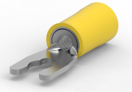 Insulated forked cable lug, 0.12-0.4 mm², AWG 26 to 22, M2, yellow