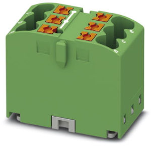 Distribution block, push-in connection, 0.14-4.0 mm², 6 pole, 24 A, 6 kV, green, 3273402
