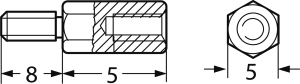 Hexagon spacer bolt, External/Internal Thread, UNC4-40/UNC/4-40, 5 mm, brass