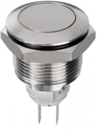 Pushbutton, 1 pole, silver, unlit , 1 A/250 V, mounting Ø 16 mm, IP65, AV091001A200