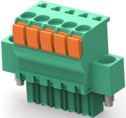 PCB terminal, 5 pole, pitch 3.5 mm, AWG 30-14, 9 A, push-in spring connection, green, 1986723-5