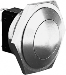 Pushbutton, 1 pole, silver, unlit , 5 A/250 V, mounting Ø 25.8 mm, IP66, MP0027/3