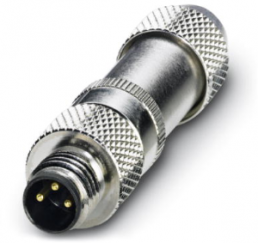 Plug, M8, 3 pole, solder connection, screw locking, straight, 1506901