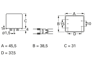 RFI filter, 50 to 60 Hz, 4 A, 110/250 VAC, 2 mH, Solder pin, F012-011/010